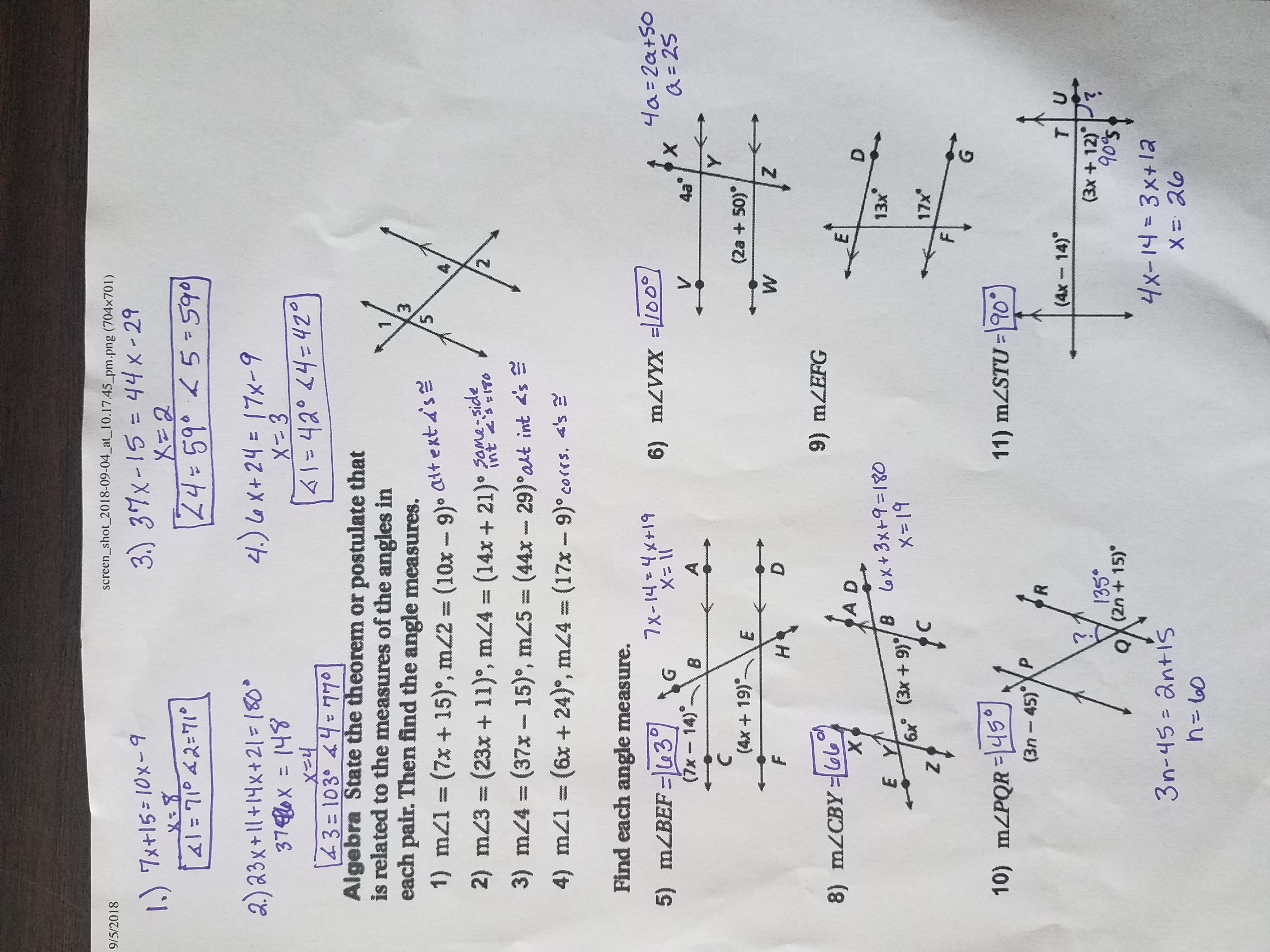 unit 3 homework 1 parallel and perpendicular lines